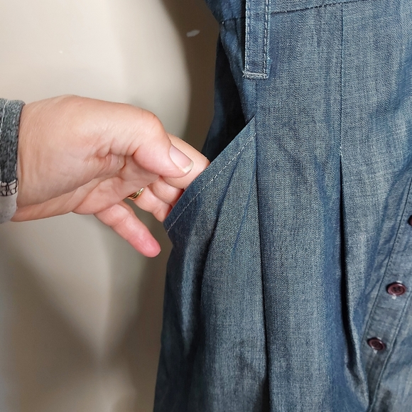 Theory chambray Denim fit and flare dress with pockets Size 6 Blue - Picture 3 of 6